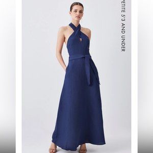 Karen Millen X Lydia Millen - Petite Halter  Neck Midi Dress